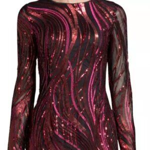 New Aidan Mattox Cramberry Sequin Cocktail Dress